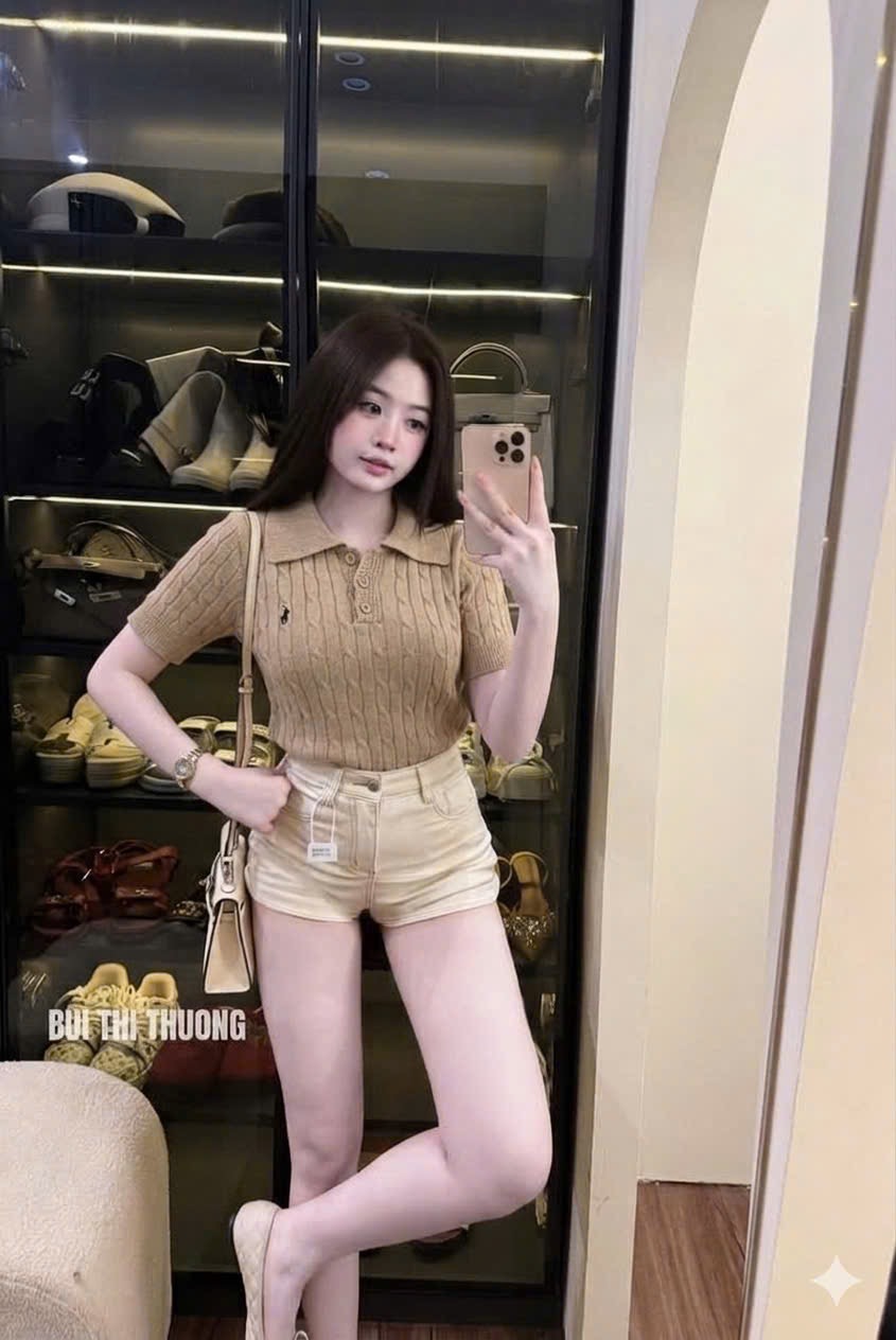 ÁO LEN THỪNG POLO THÊU NGỰA MÀU BE