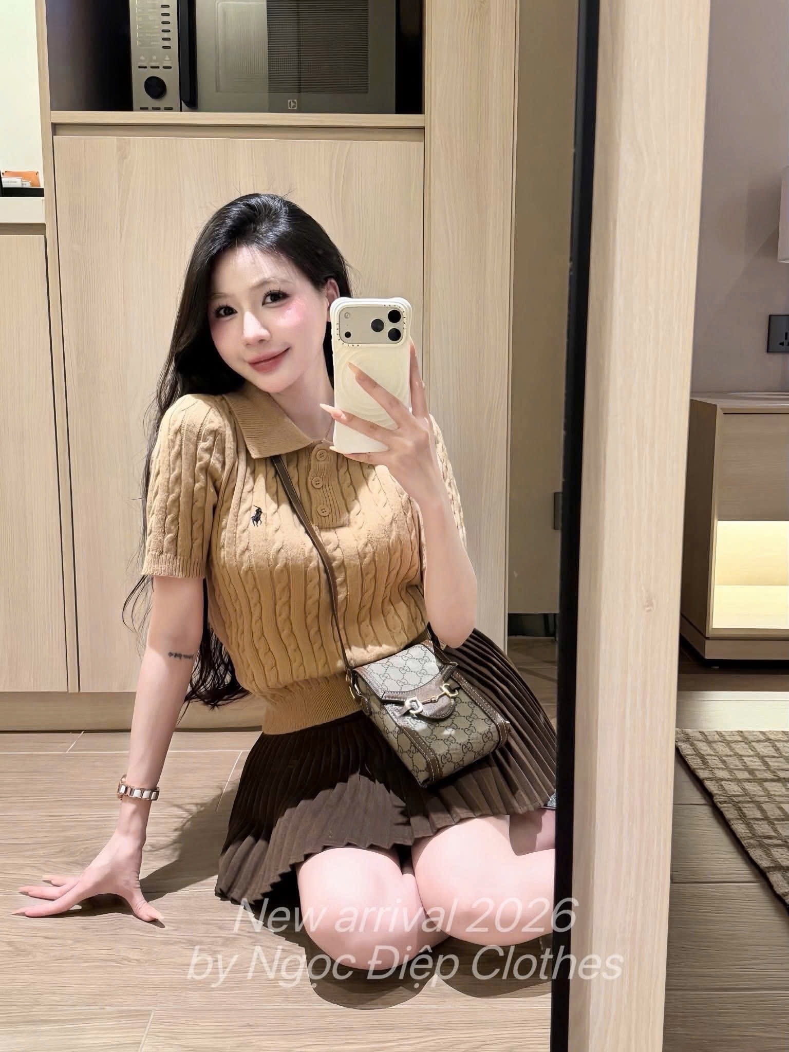 ÁO LEN THỪNG POLO THÊU NGỰA MÀU BE