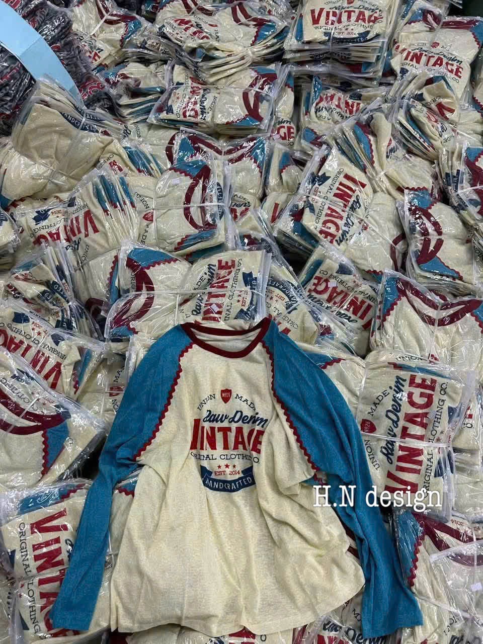 ÁO PHÔNG GIẤY TAY XANH VINTAGE
