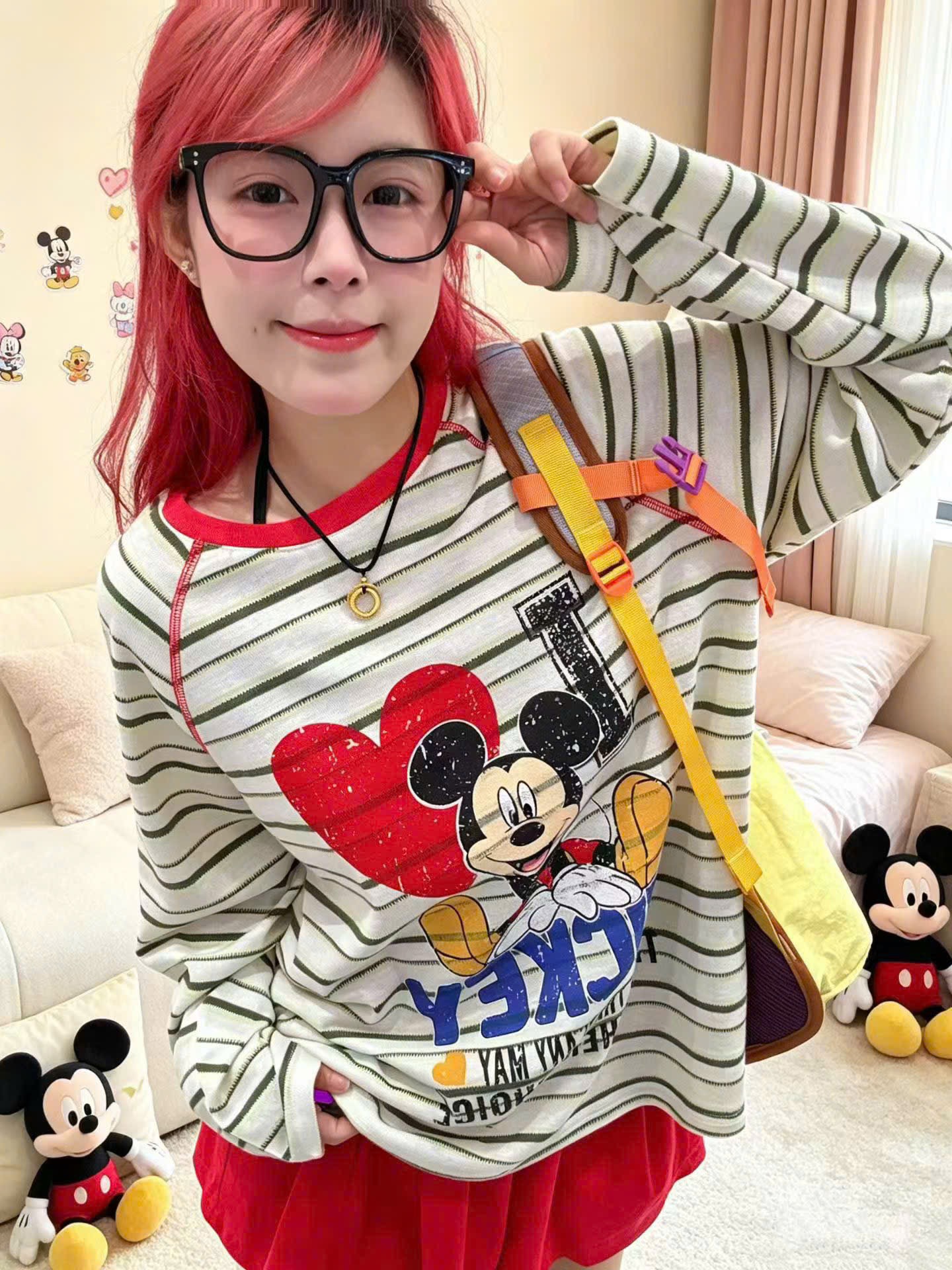 ÁO PHÔNG KẺ NGANG MICKEY CHO NỮ M1257