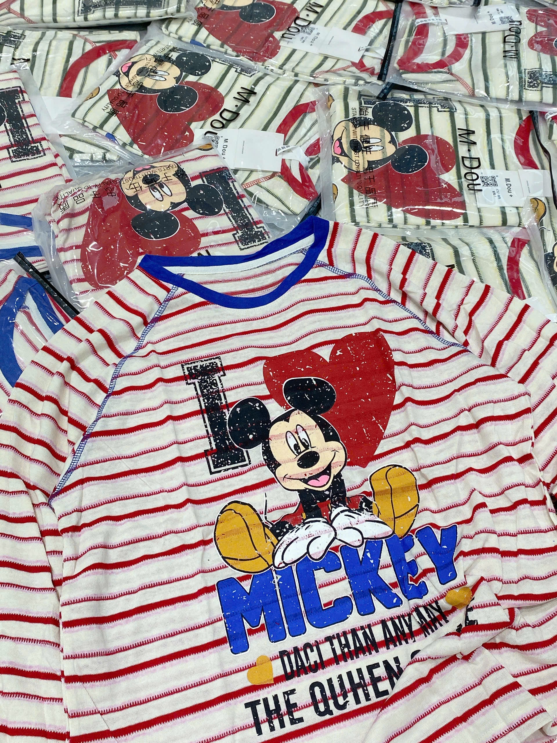 ÁO PHÔNG KẺ NGANG MICKEY CHO NỮ M1257