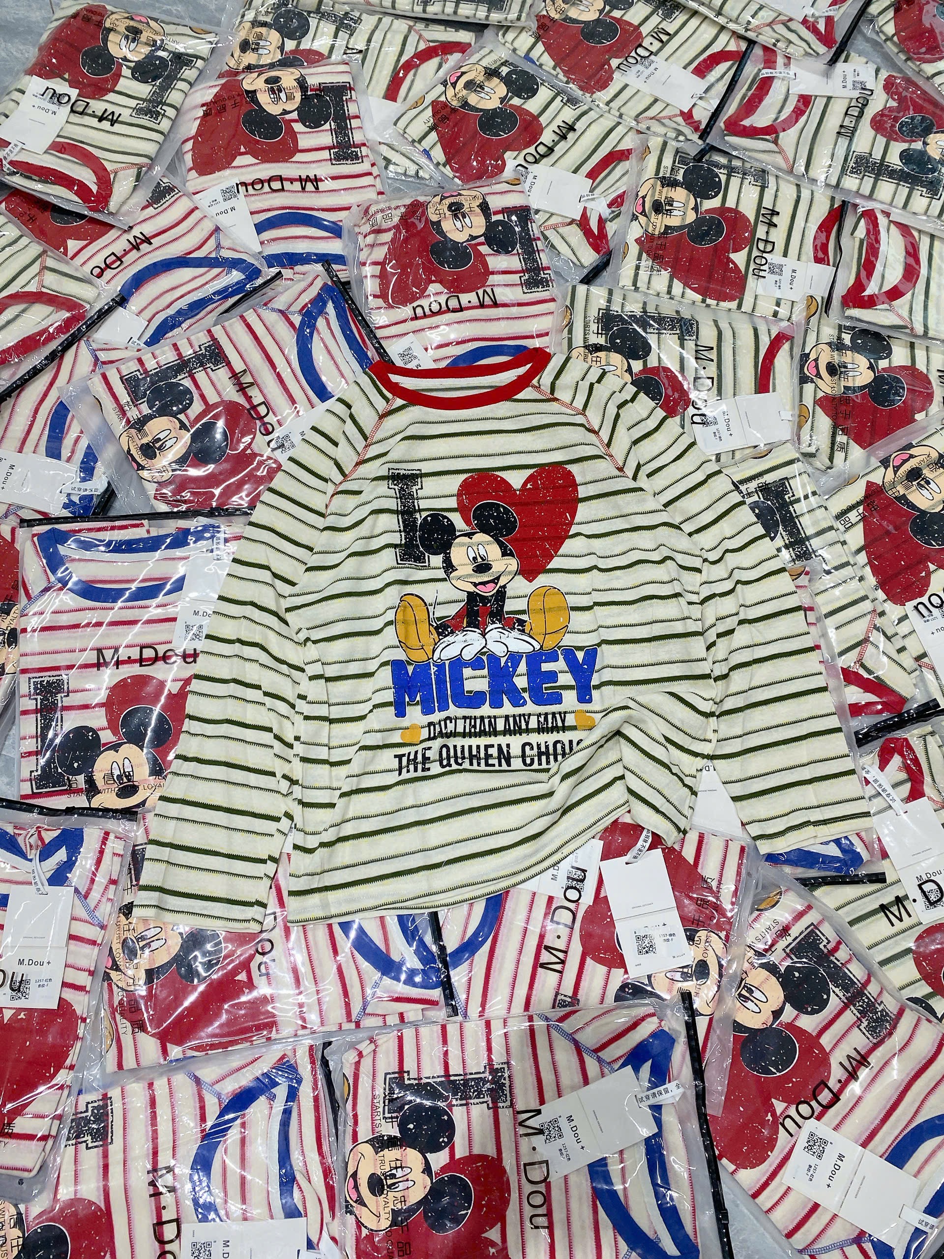 ÁO PHÔNG KẺ NGANG MICKEY CHO NỮ M1257