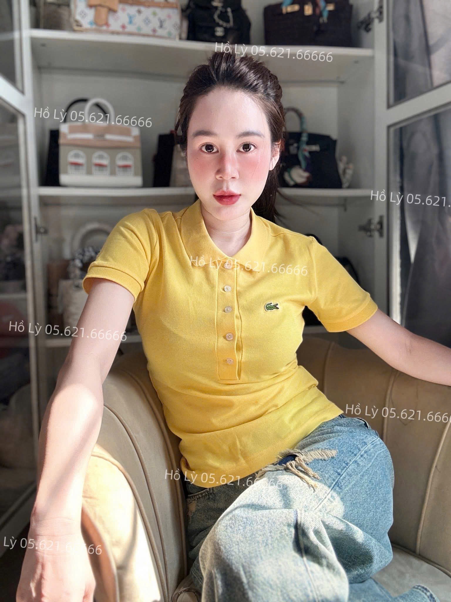 ÁO POLO THÊU CÁ SẤU MÀU VÀNG
