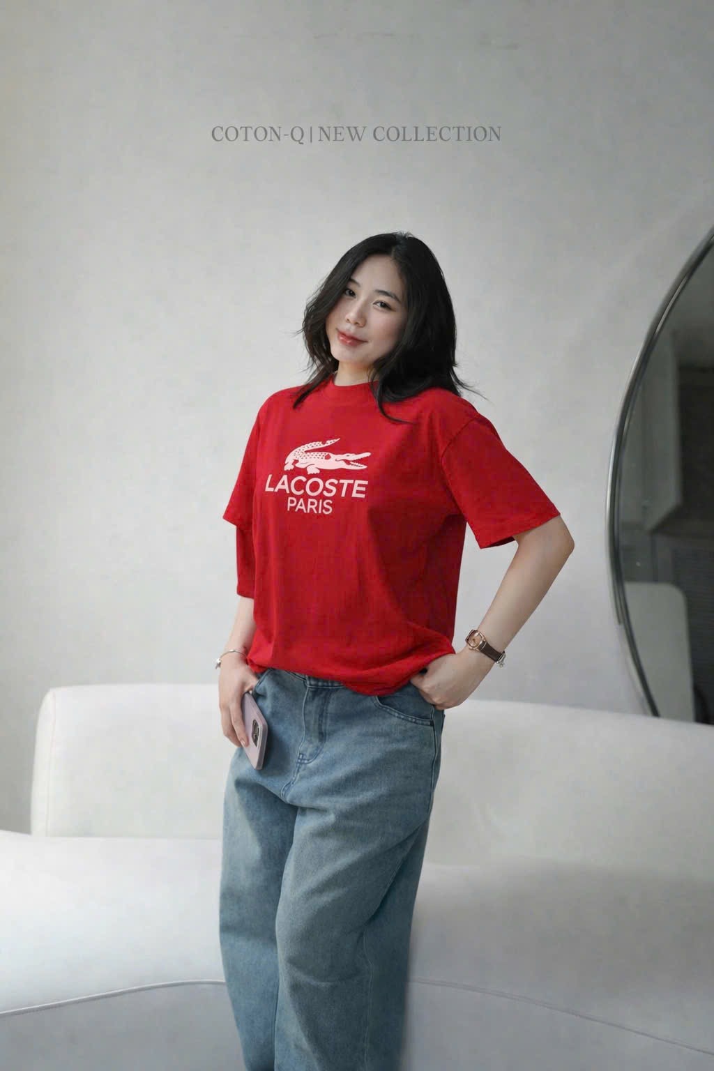 ÁO PULL CỘC ĐỎ CÁ SẤU LACOSTE PARIS