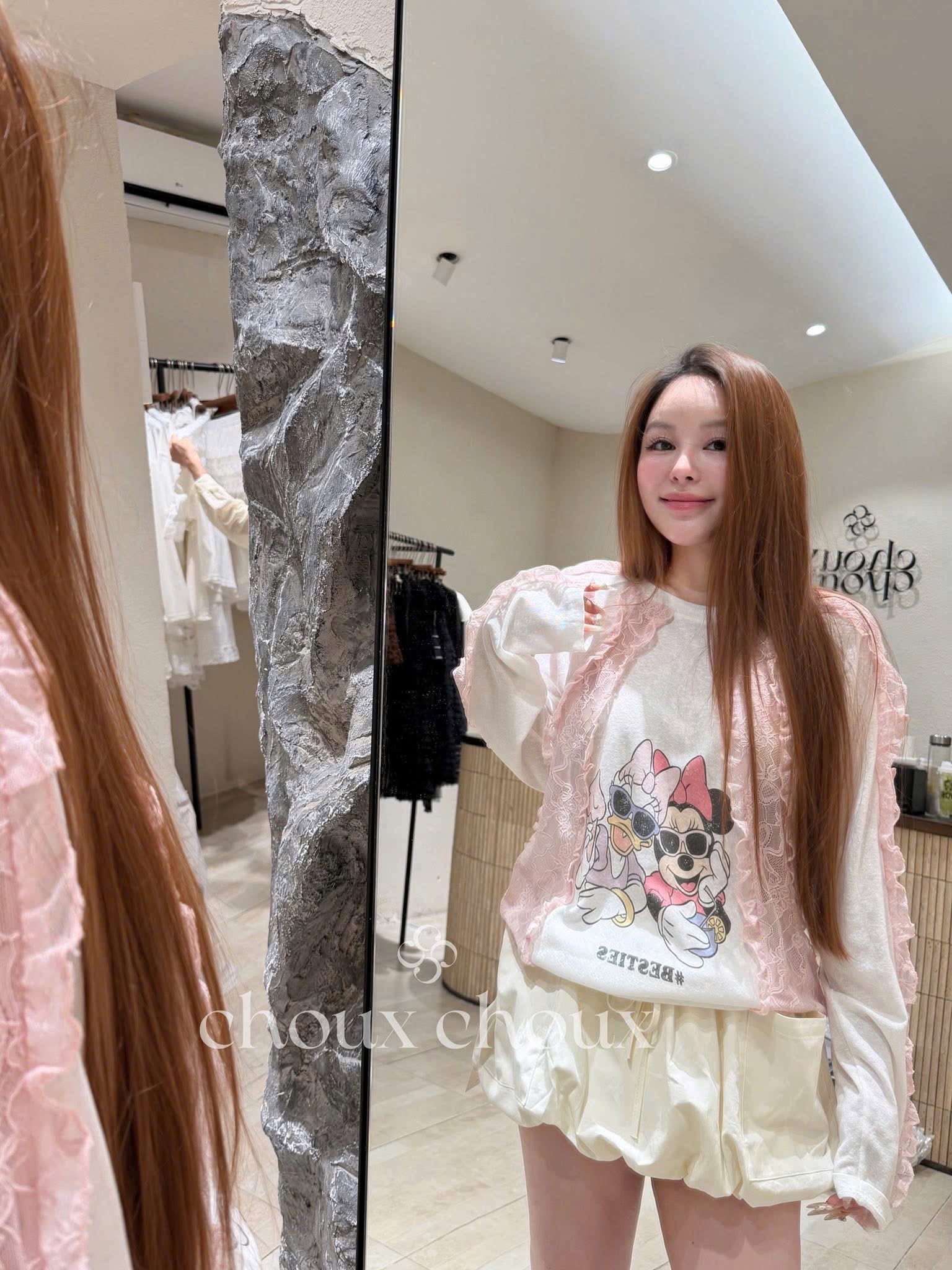 ÁO PULL GIẤY PHỐI REN MICKY QCCC