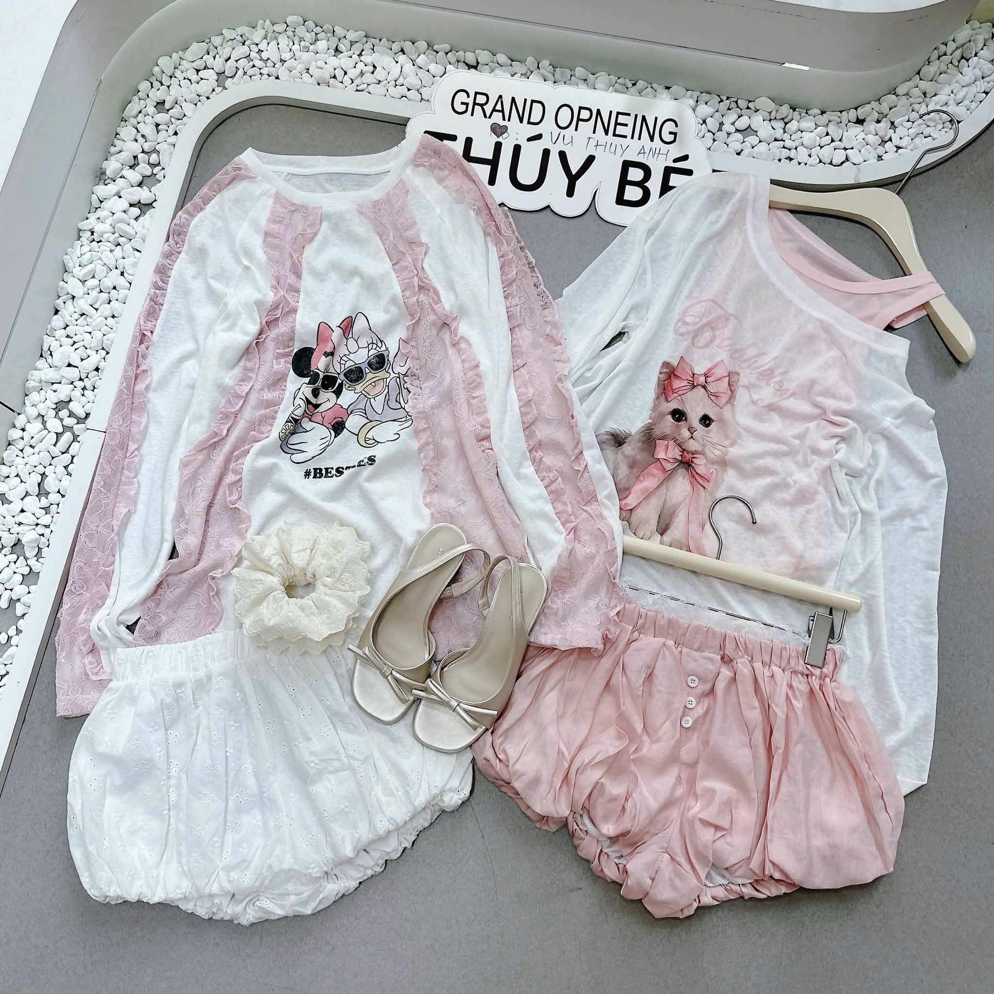 ÁO PULL GIẤY PHỐI REN MICKY QCCC