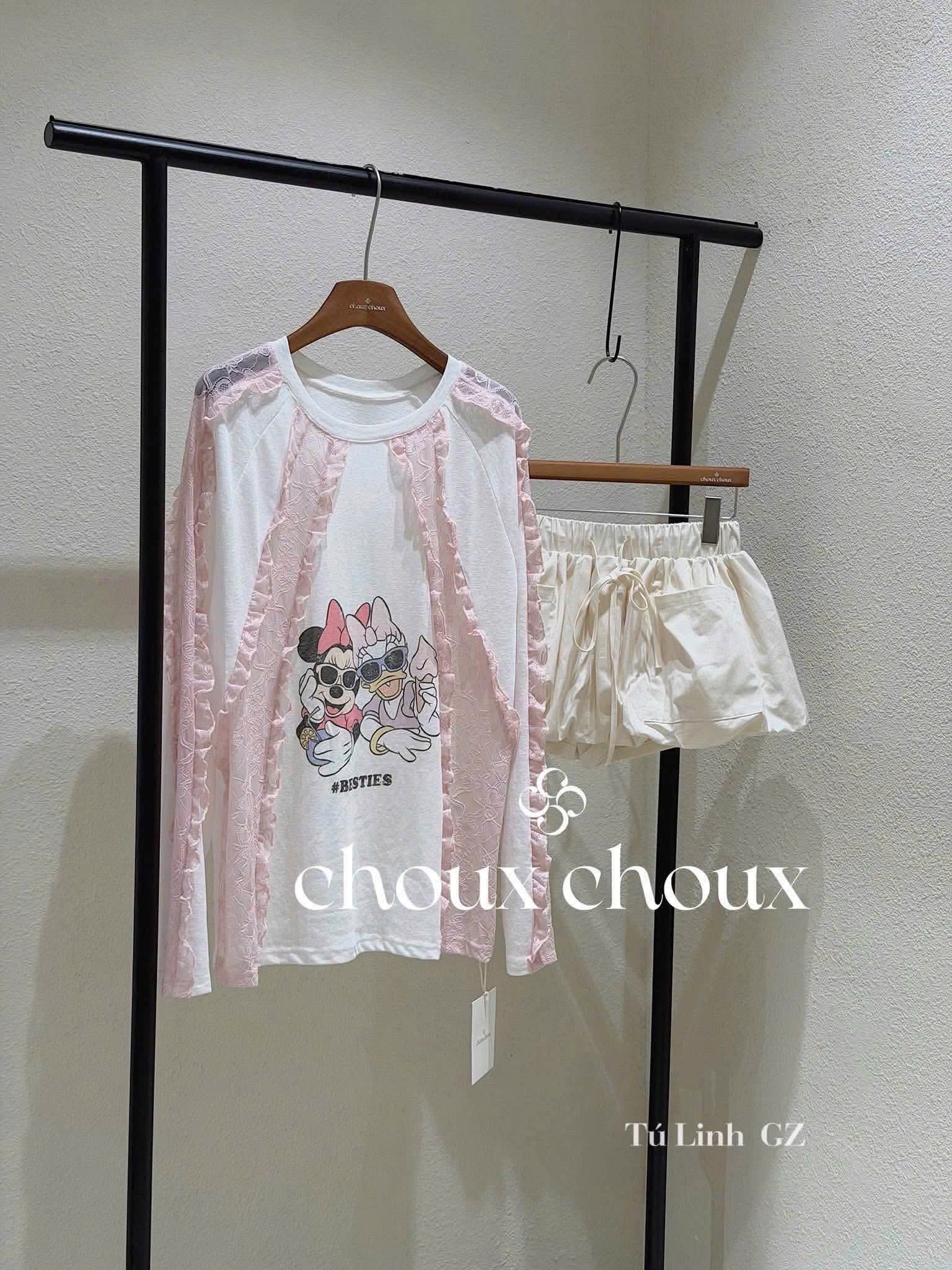 ÁO PULL GIẤY PHỐI REN MICKY QCCC