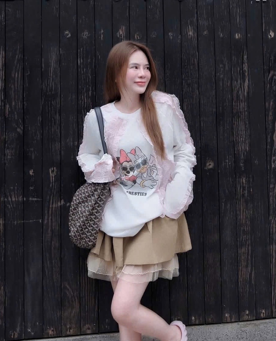 ÁO PULL GIẤY PHỐI REN MICKY QCCC