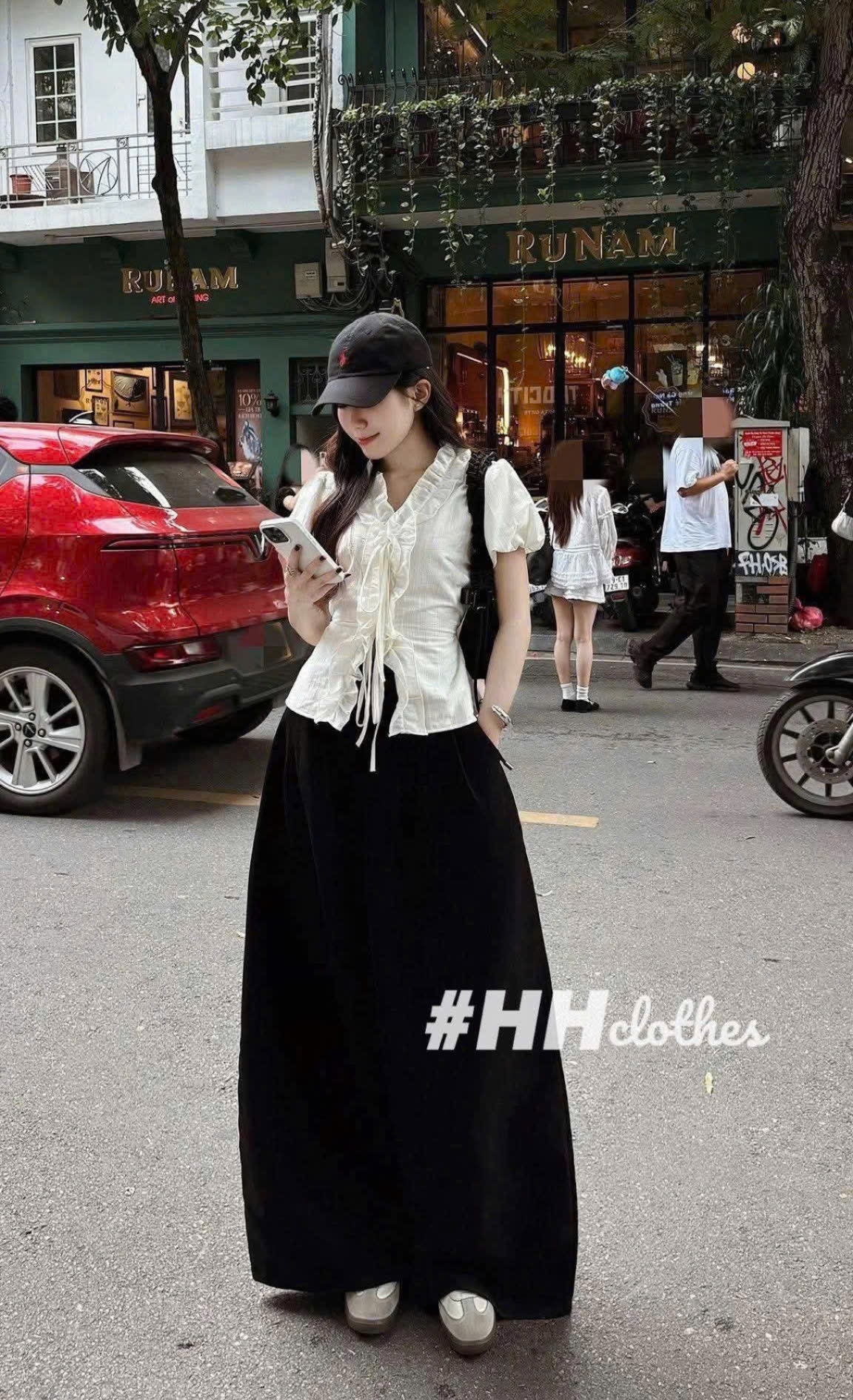 ÁO SƠ MI CỔ BÈO DÂY BUỘC MÀU TRẮNG