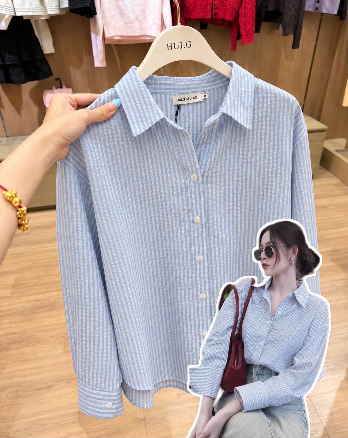 ÁO SƠ MI KẺ XANH PASTEL DT