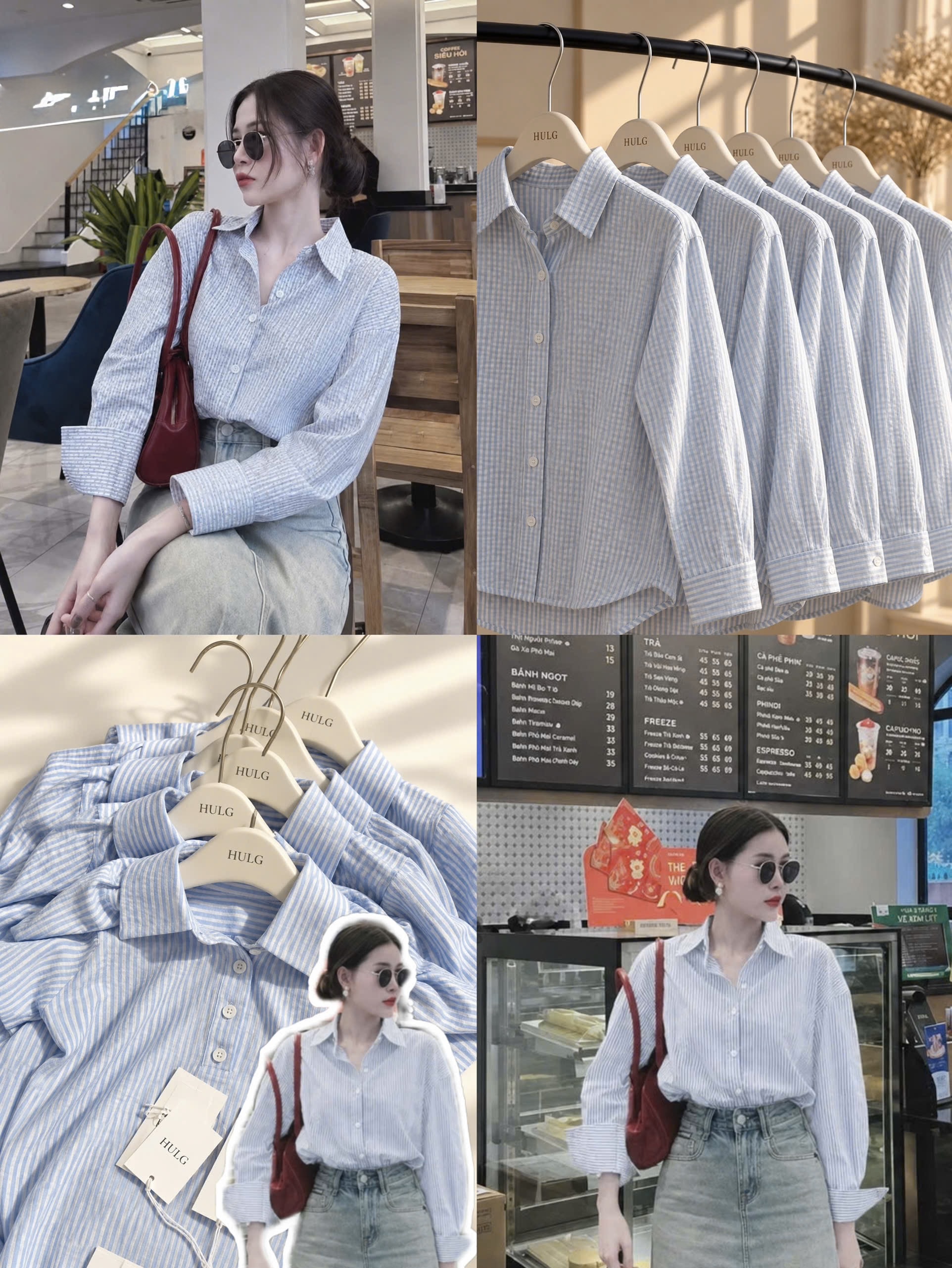 ÁO SƠ MI KẺ XANH PASTEL DT