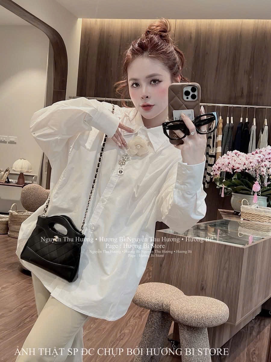 ÁO SƠ MI THÔ TRẮNG DT TAG HOA
