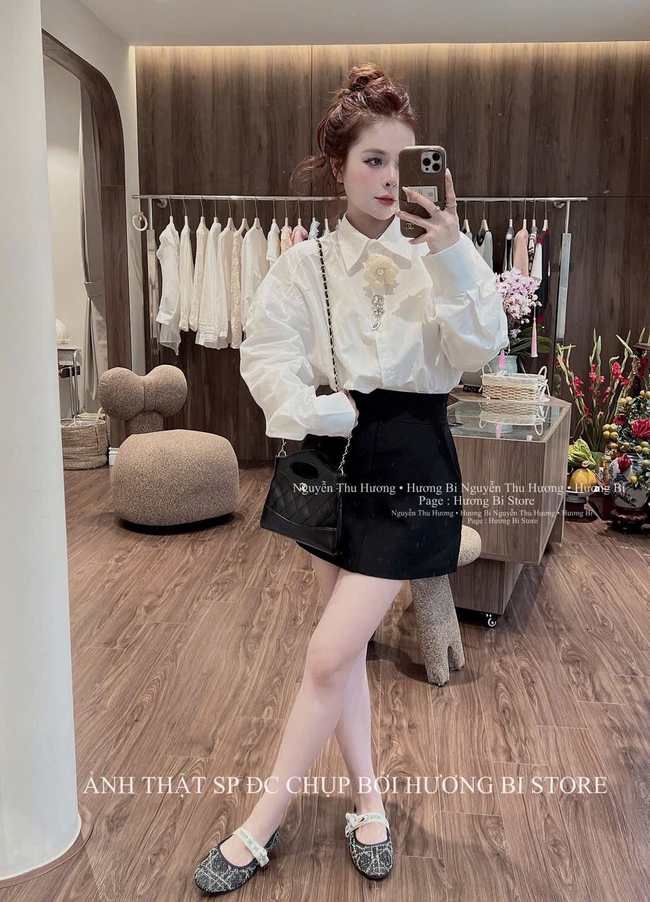 ÁO SƠ MI THÔ TRẮNG DT TAG HOA