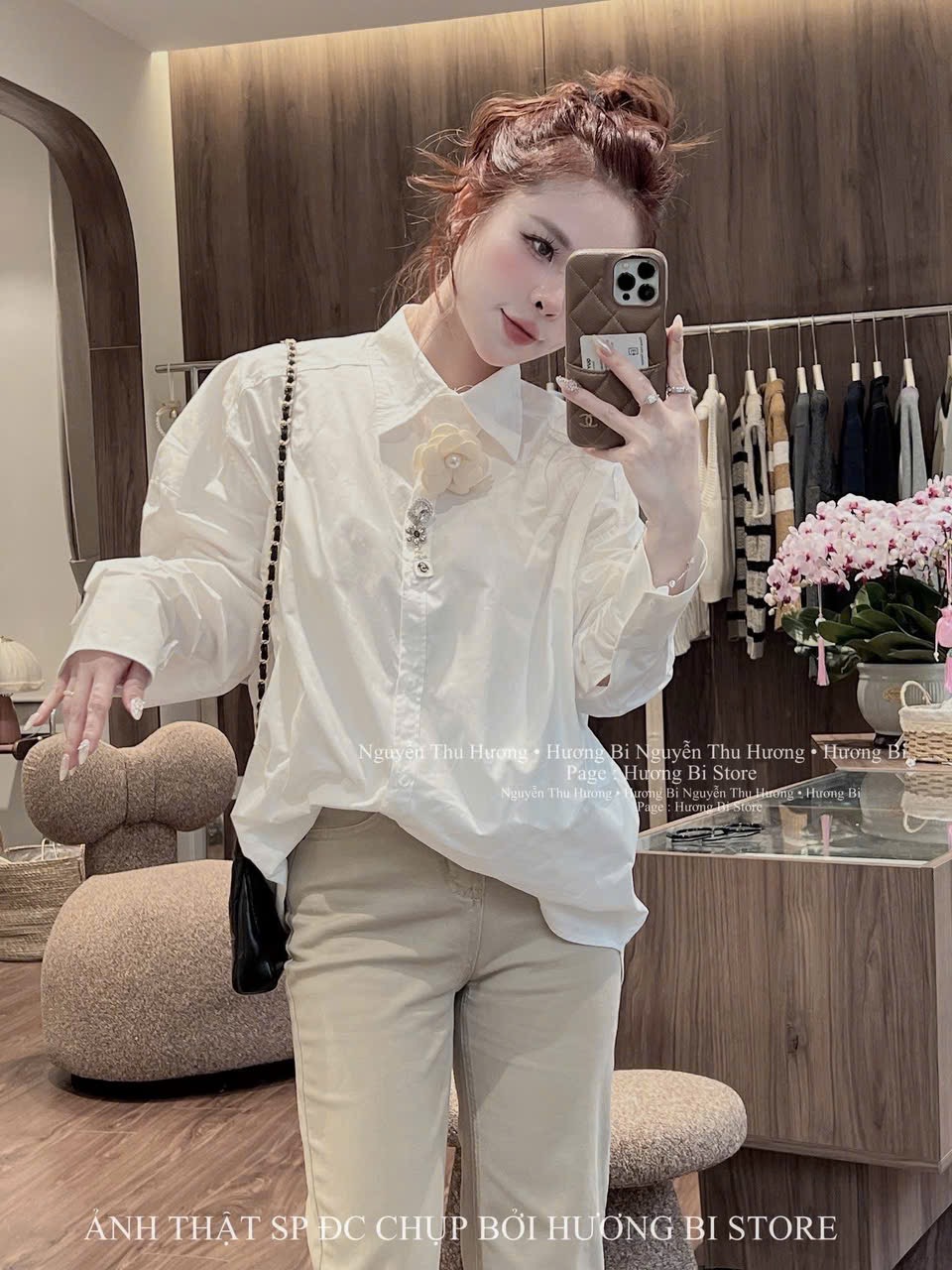 ÁO SƠ MI THÔ TRẮNG DT TAG HOA