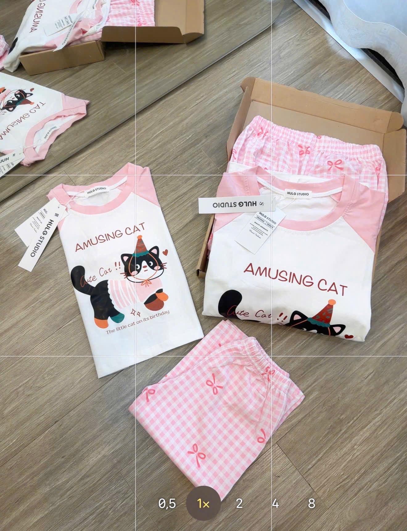 BỘ ĐÔI HỒNG QUẦN KẺ AMUSING CAT MẸ BE