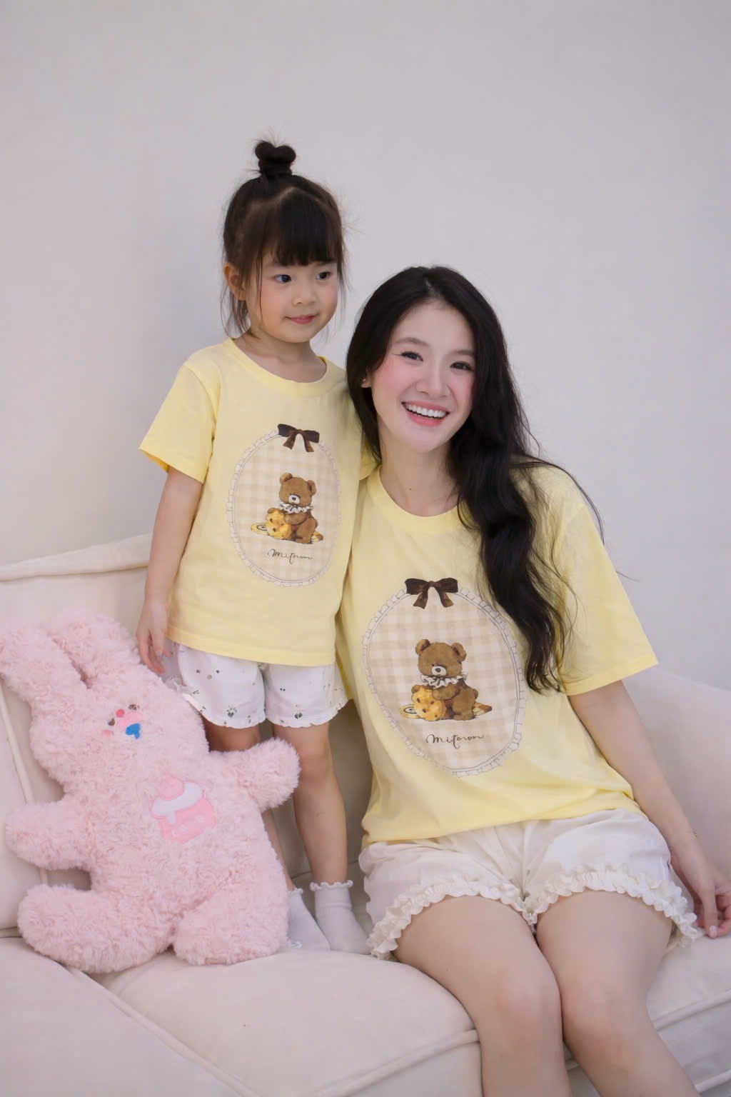 BỘ ĐÔI MẸ BÉ MÀU VÀNG HÌNH GẤU
