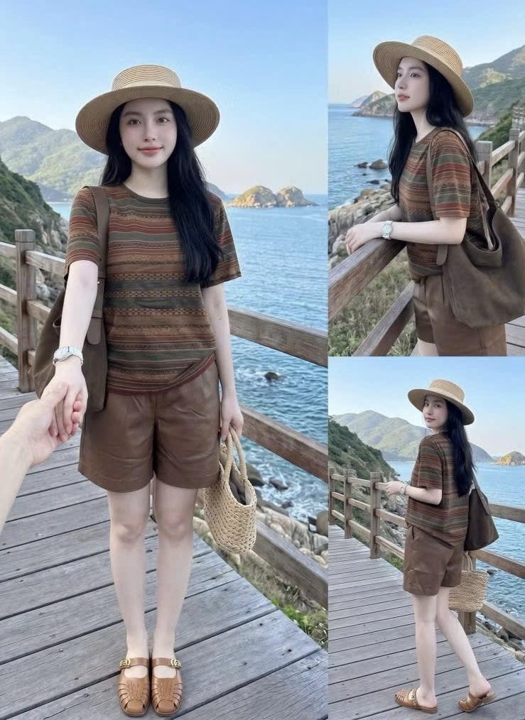 BỘ ĐÙI THỔ CẨM QUẦN THÔ NÂU