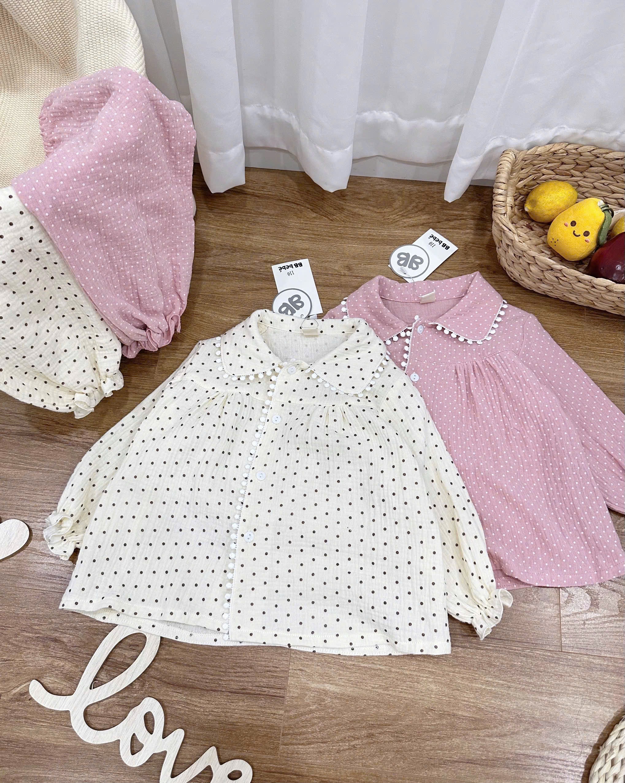 BỘ ĐŨI XÔ MUSLIN CHẤM BI VIỀN REN