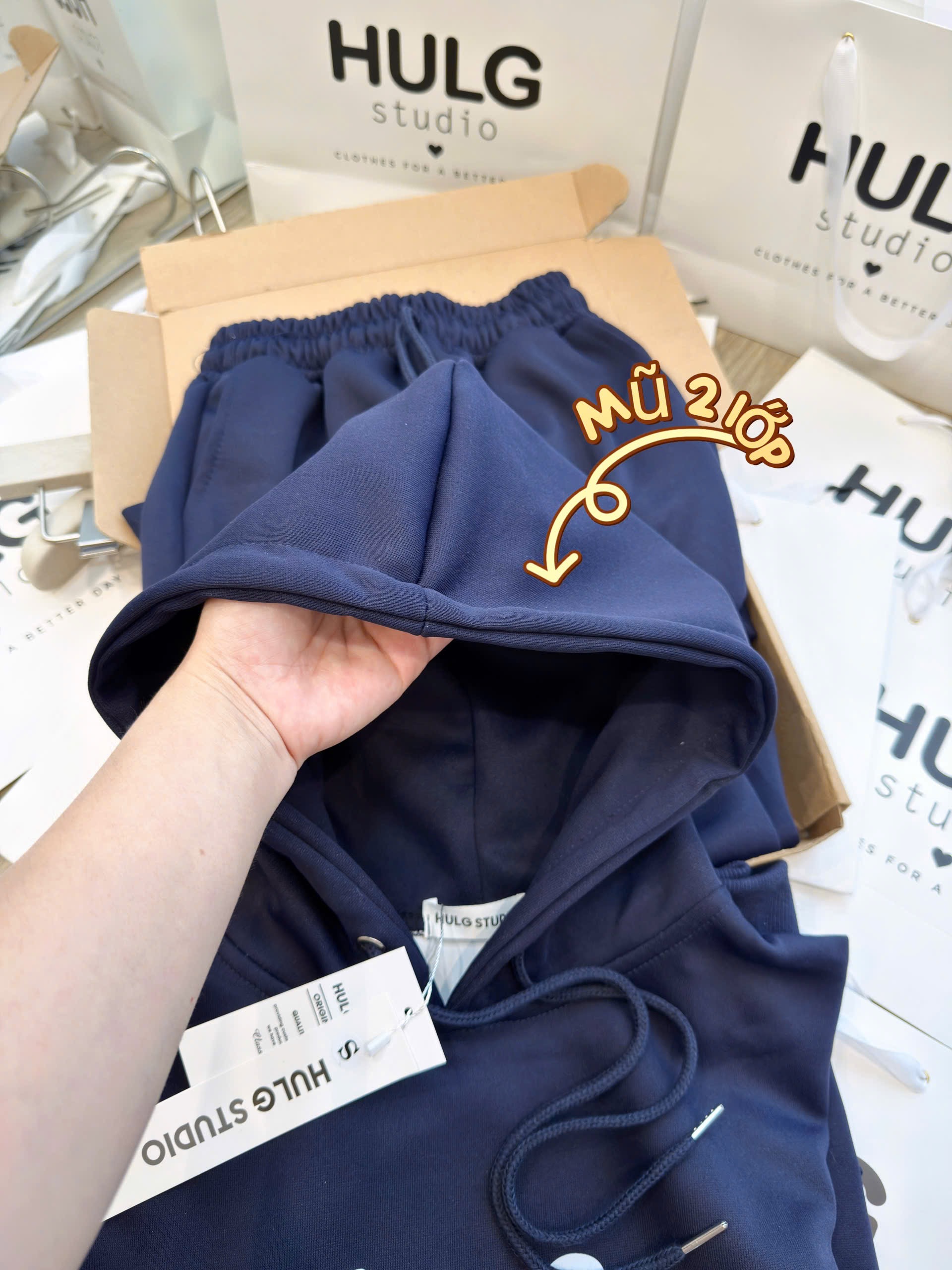 BỘ HODIE NỈ MŨ THAN CHỮ BKLYN TAG HULG