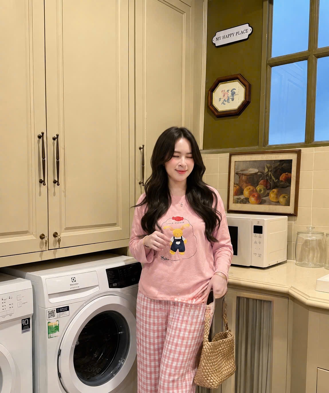BỘ HỒNG THỎ QUẦN KẺ BOM