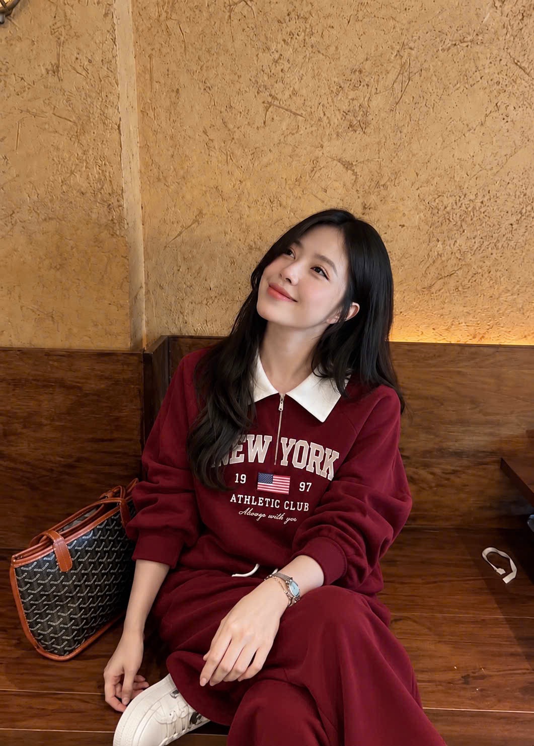 BỘ NỈ ĐỎ PHỐI CỔ KHOÁ NEWYORK 1997