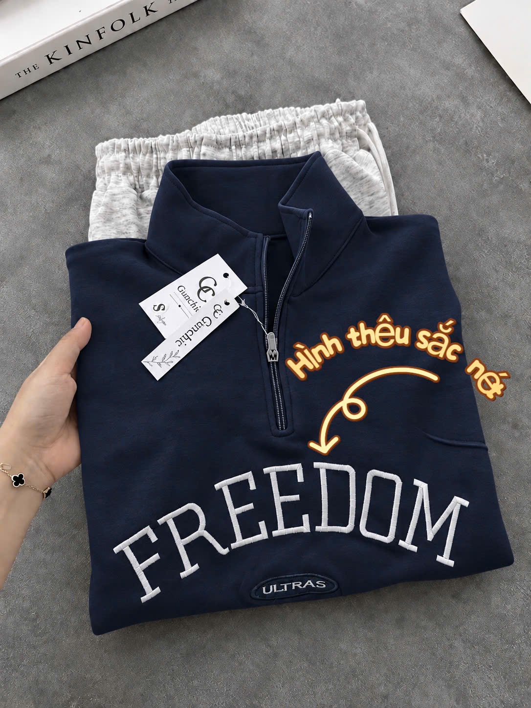 BỘ NỈ THAN CỔ KHOÁ CHỮ FREESDOM