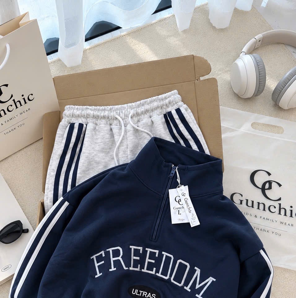 BỘ NỈ THAN CỔ KHOÁ CHỮ FREESDOM