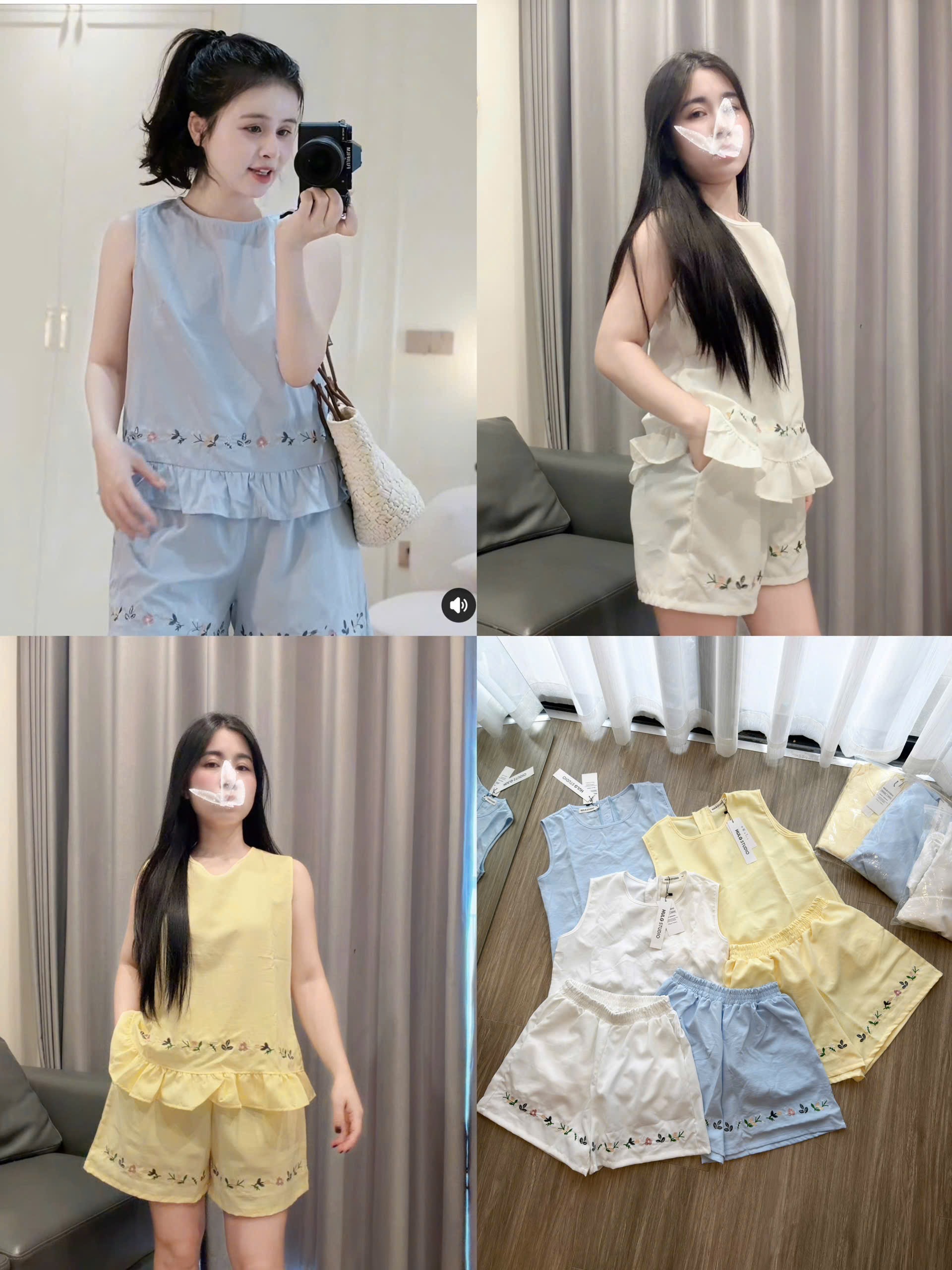 BỘ XN XANH DƯƠNG THEU HOA CHO NỮ