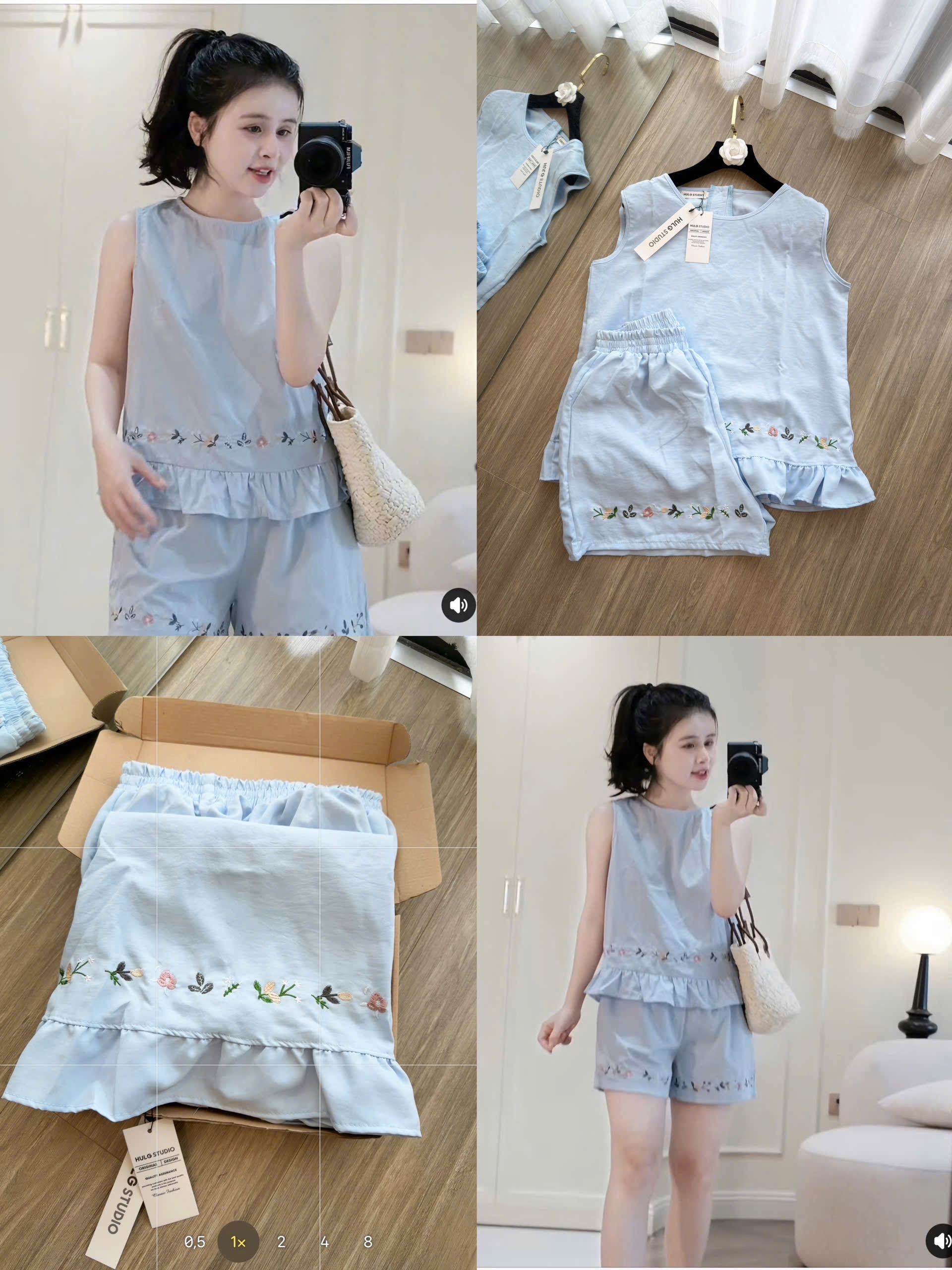 BỘ XN XANH DƯƠNG THEU HOA CHO NỮ
