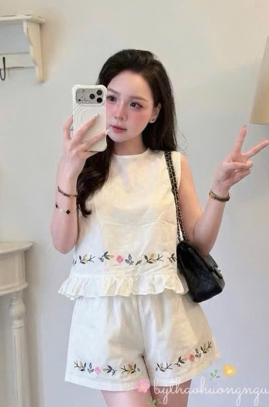 BỘ XN XANH DƯƠNG THEU HOA CHO NỮ