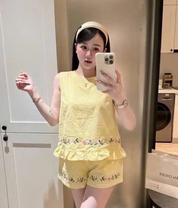 BỘ XN XANH DƯƠNG THEU HOA CHO NỮ