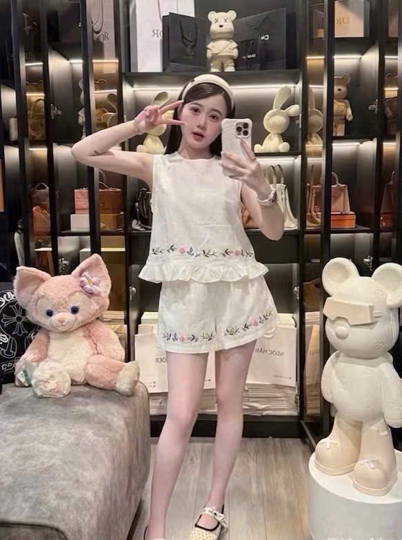 BỘ XN XANH DƯƠNG THEU HOA CHO NỮ