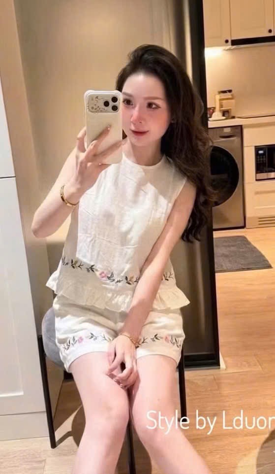 BỘ XN XANH DƯƠNG THEU HOA CHO NỮ