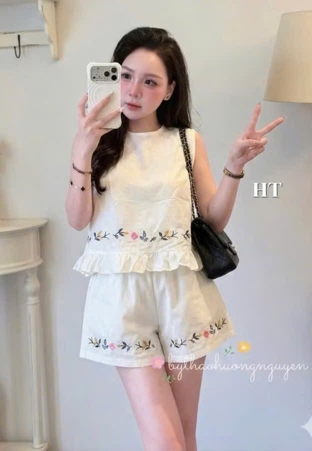 BỘ XN XANH DƯƠNG THEU HOA CHO NỮ
