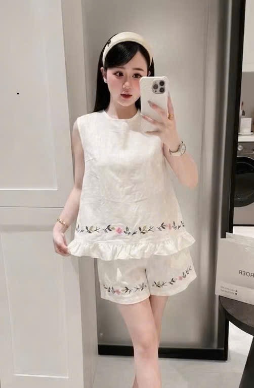 BỘ XN XANH DƯƠNG THEU HOA CHO NỮ