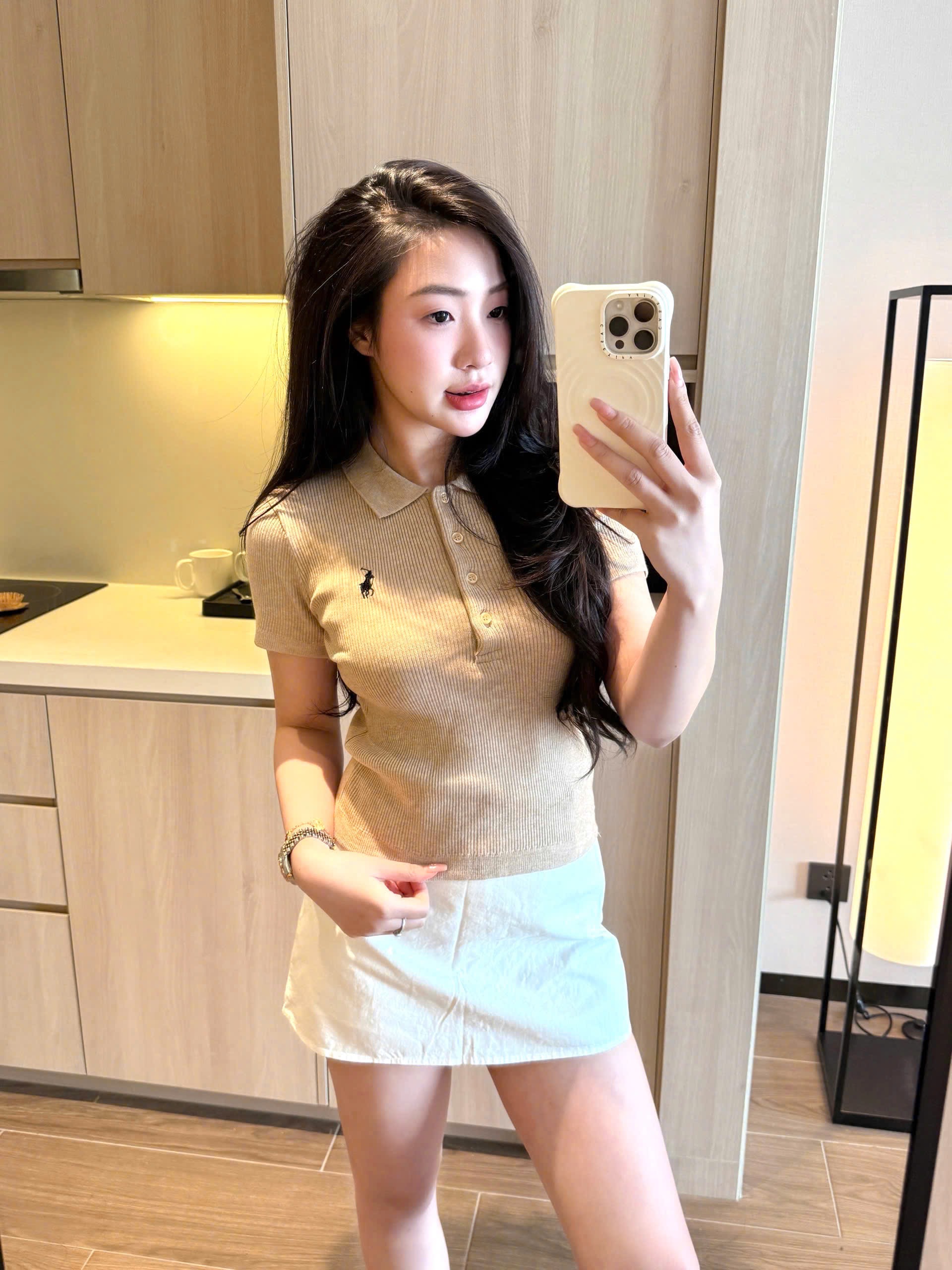 Be nâu - ÁO LEN TĂM POLO THÊU NGỰA BE CỘC JDMS