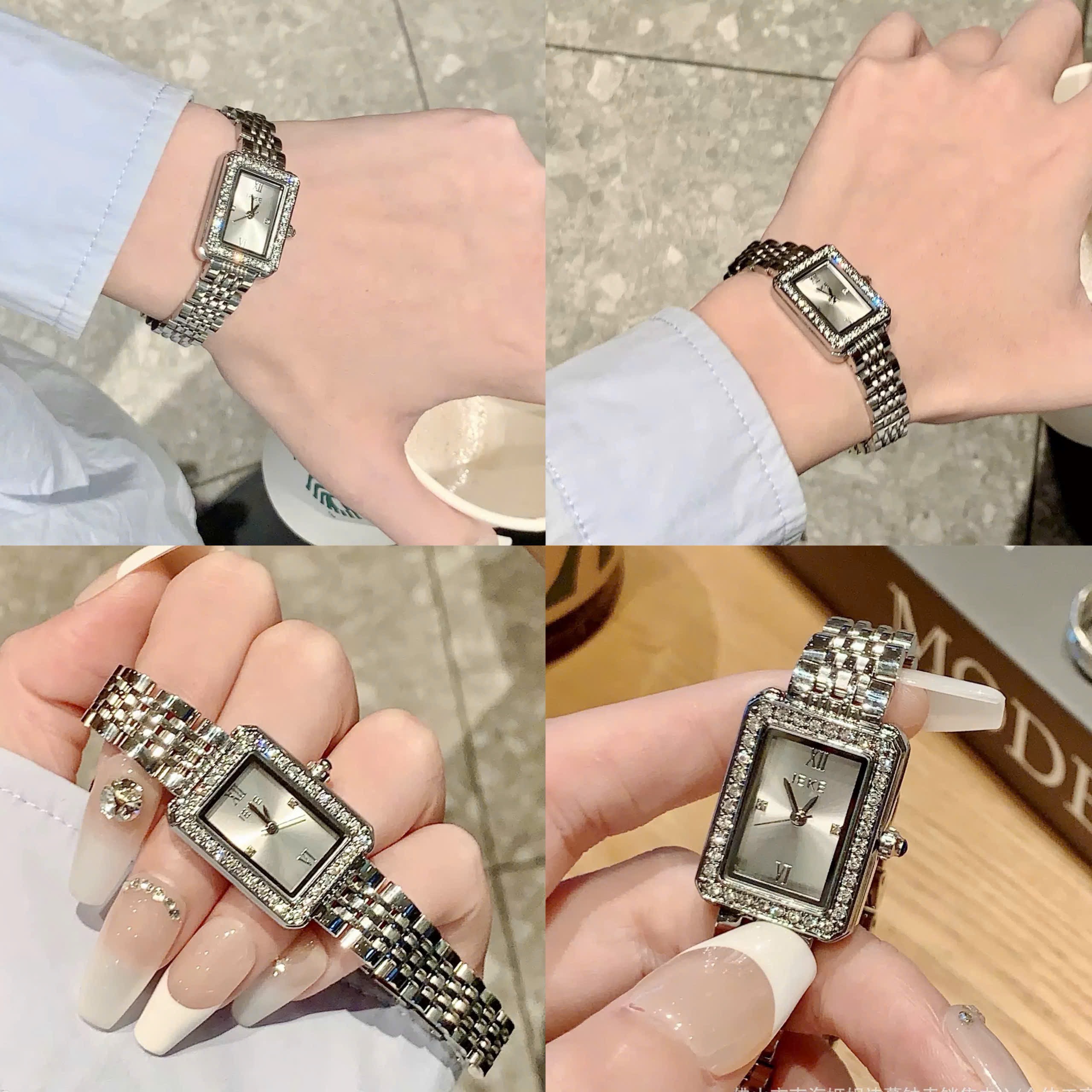 ĐỒNG HỒ MẶT CHỮ NHẬT VIỀN KIM CƯƠNG M3257