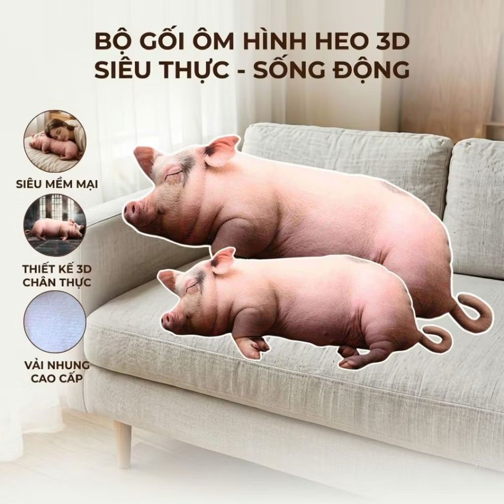GỐI ÔM 3D HÌNH CHÚ LƠN ĐÁNG YÊU