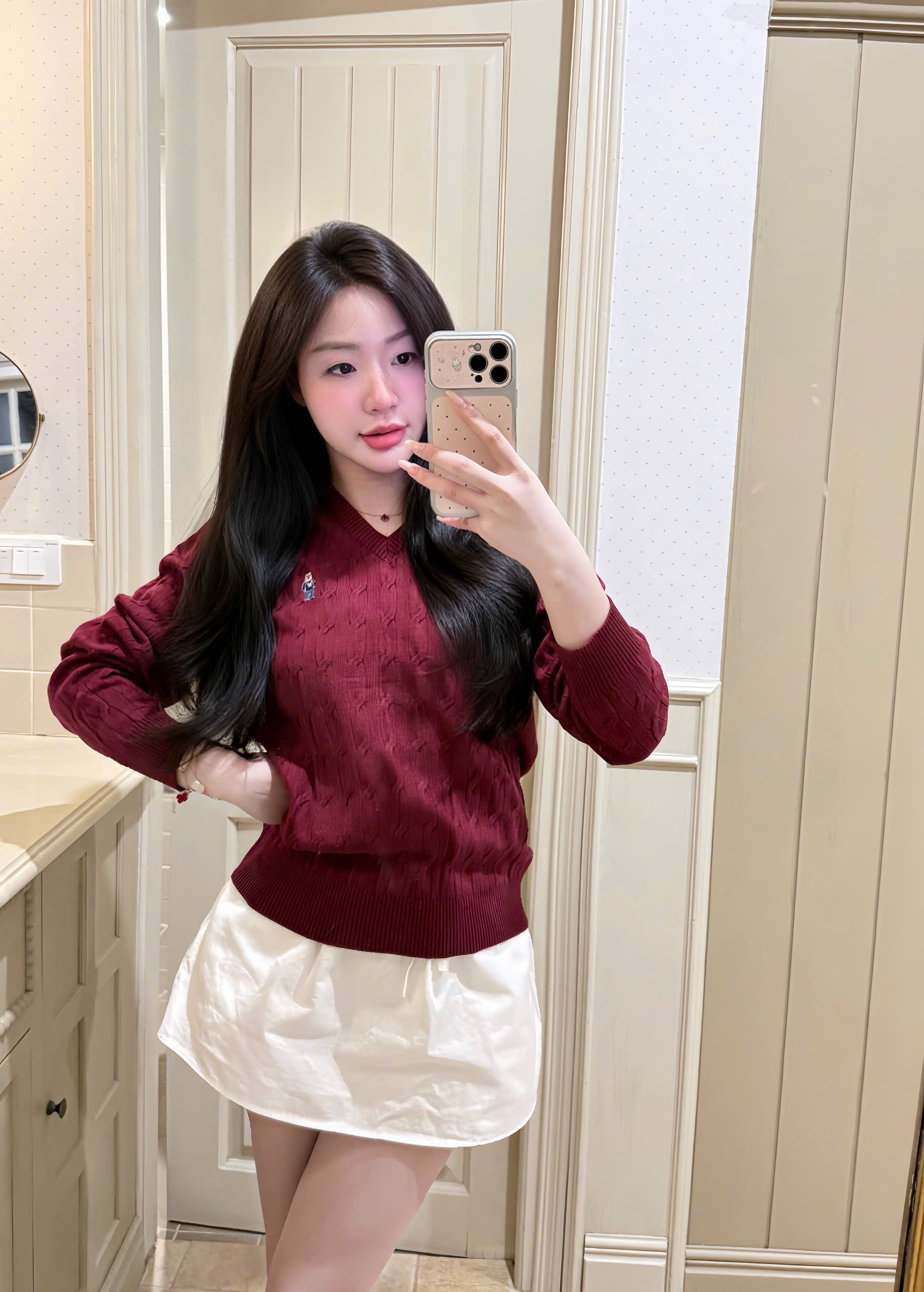 ÁO LEN THỪNG CỔ TIM 3 MÀU CHO NỮ