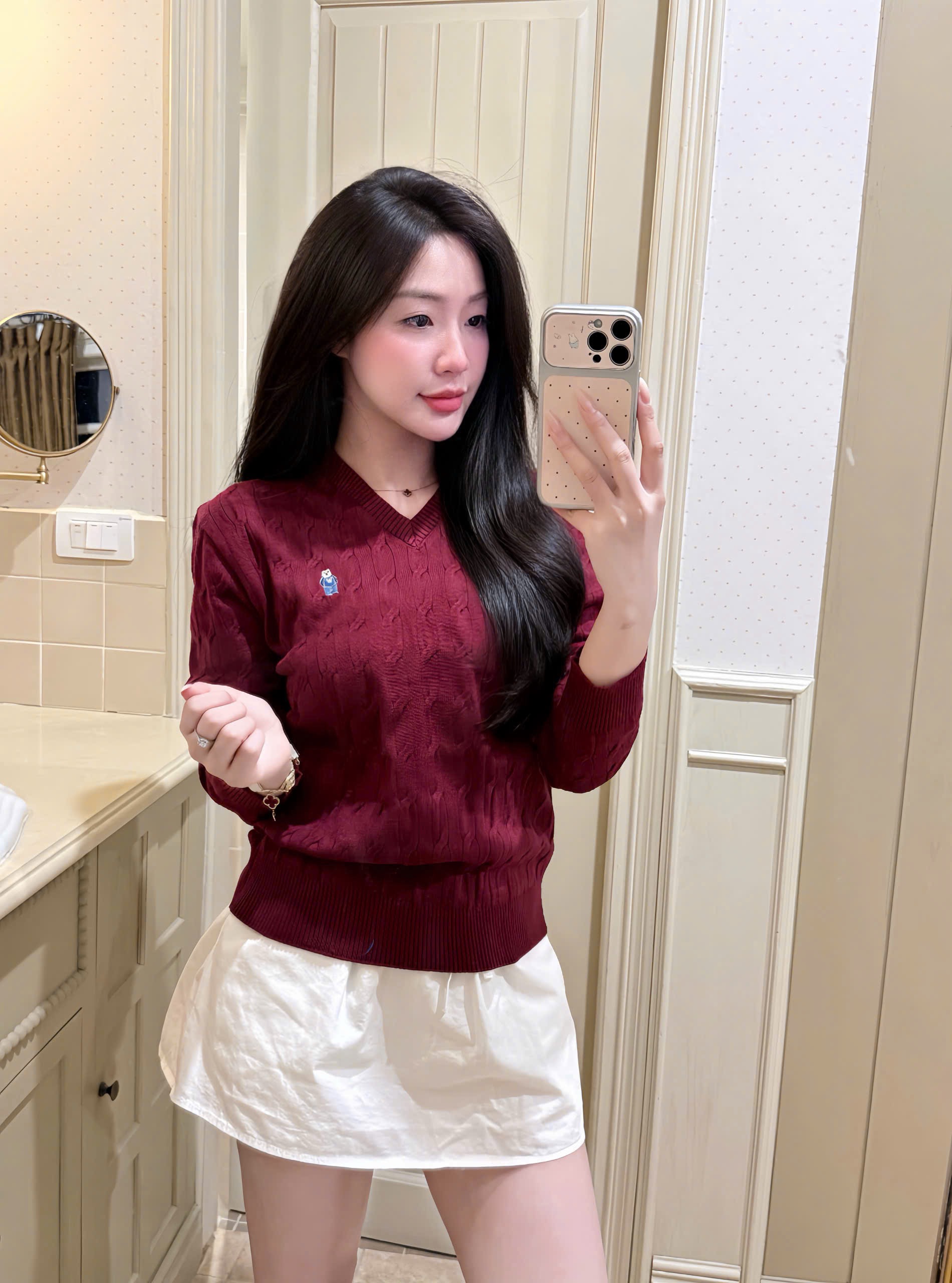 ÁO LEN THỪNG CỔ TIM 3 MÀU CHO NỮ