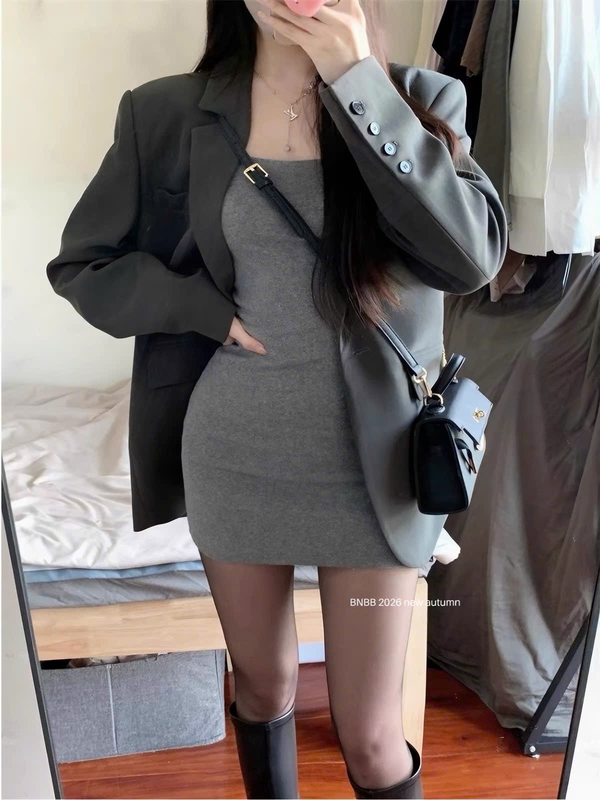 Gom - ÁO BLAZER MÀU XÁM TRO BNBB
