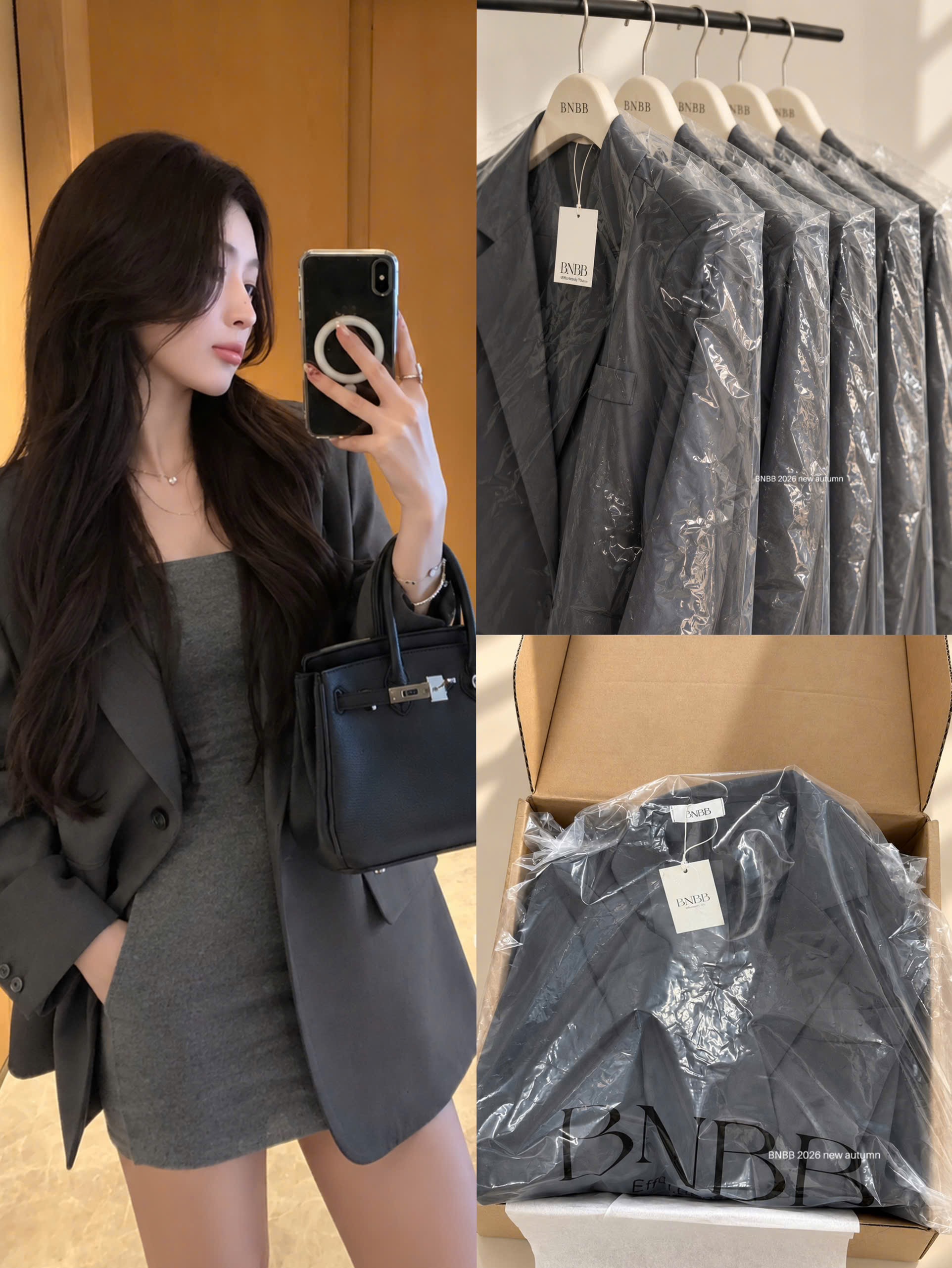 Gom - ÁO BLAZER MÀU XÁM TRO BNBB