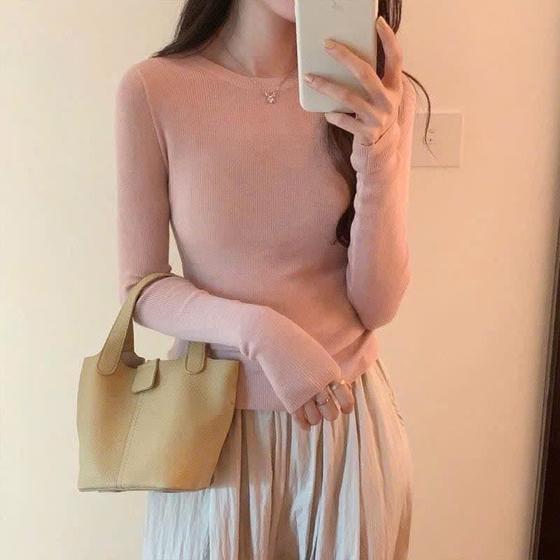 ÁO LEN CỔ TRÒN DÁNG ÔM DT JADE MAISON