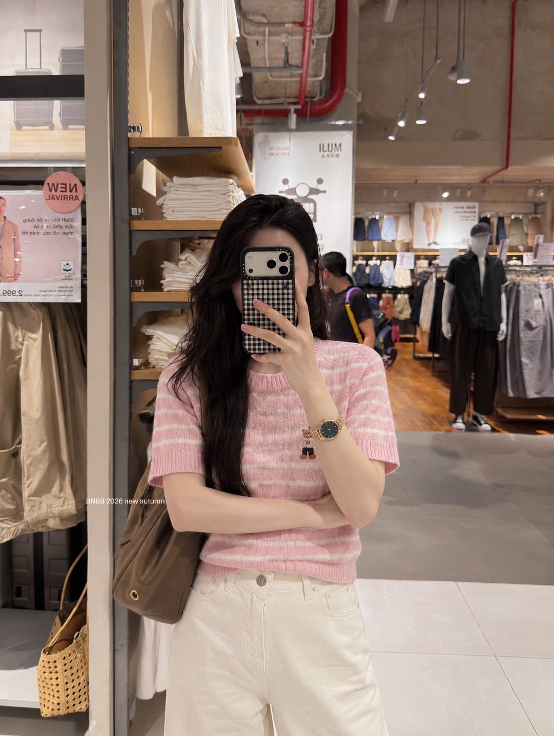 ÁO LEN KẺ HỒNG BNBB CỘC TAY