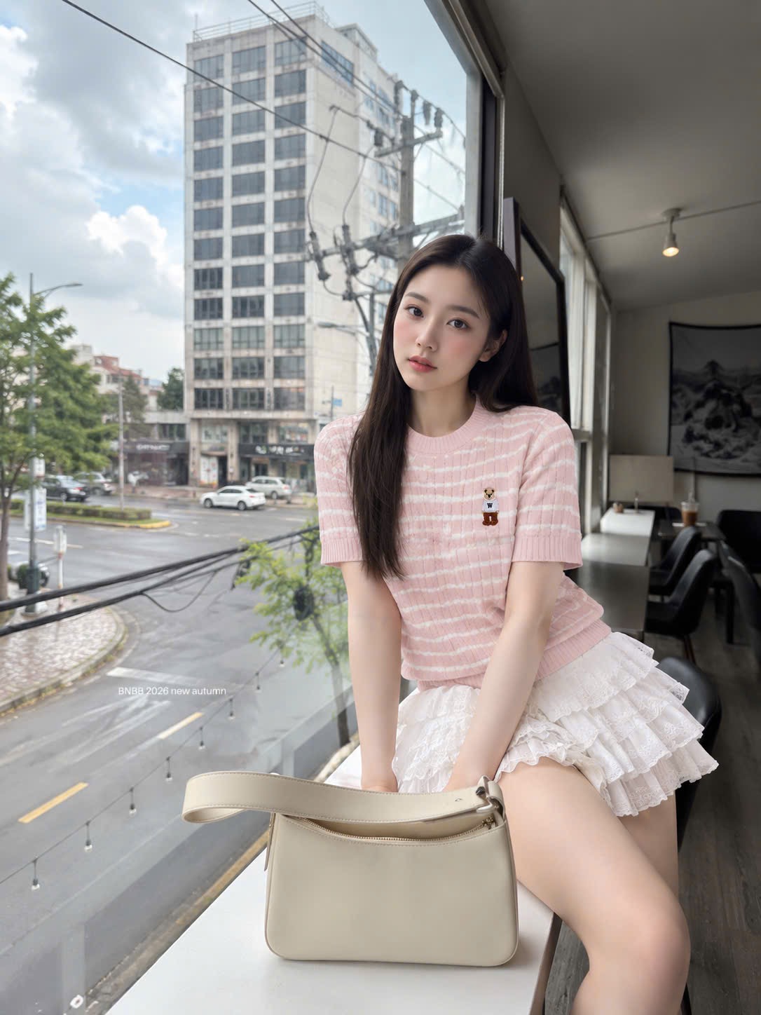 ÁO LEN KẺ HỒNG BNBB CỘC TAY
