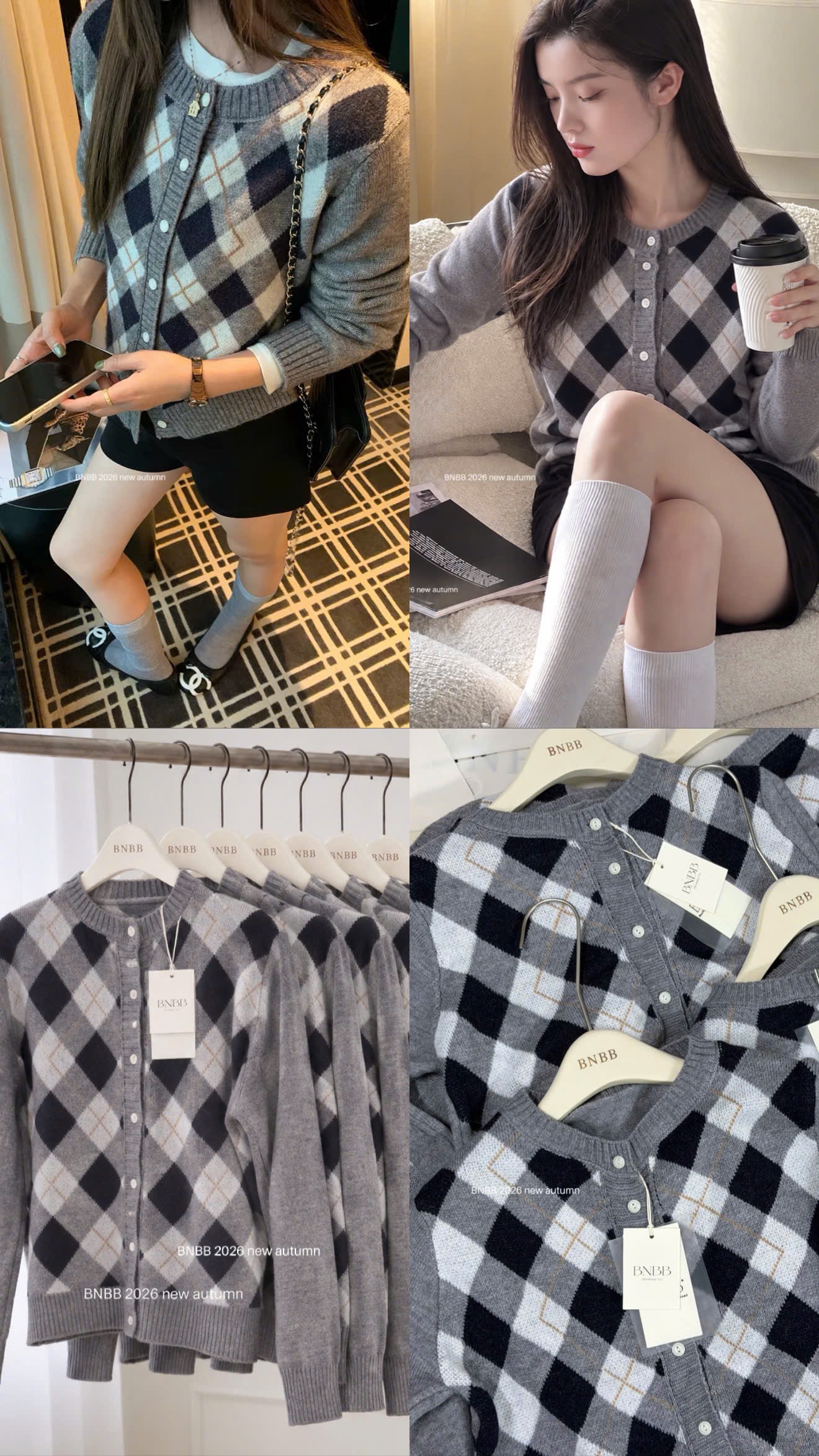 ÁO LEN KẺ TRÁM MÀU XÁM DT BNBB