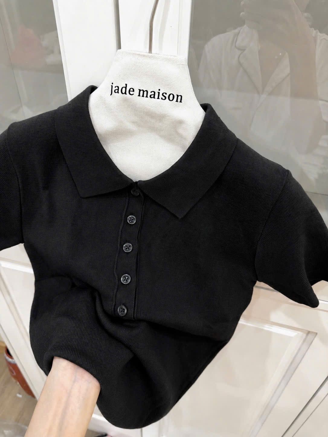 ÁO LEN POLO CỘC CÚC NGỰC MẢU ĐEN JDMS