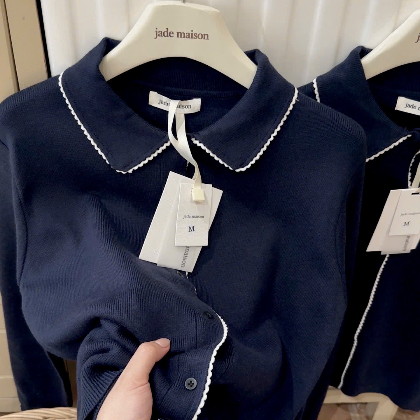 ÁO LEN POLO DỆT VIỀN REN MÀU THAN DÀI TAT JDMS