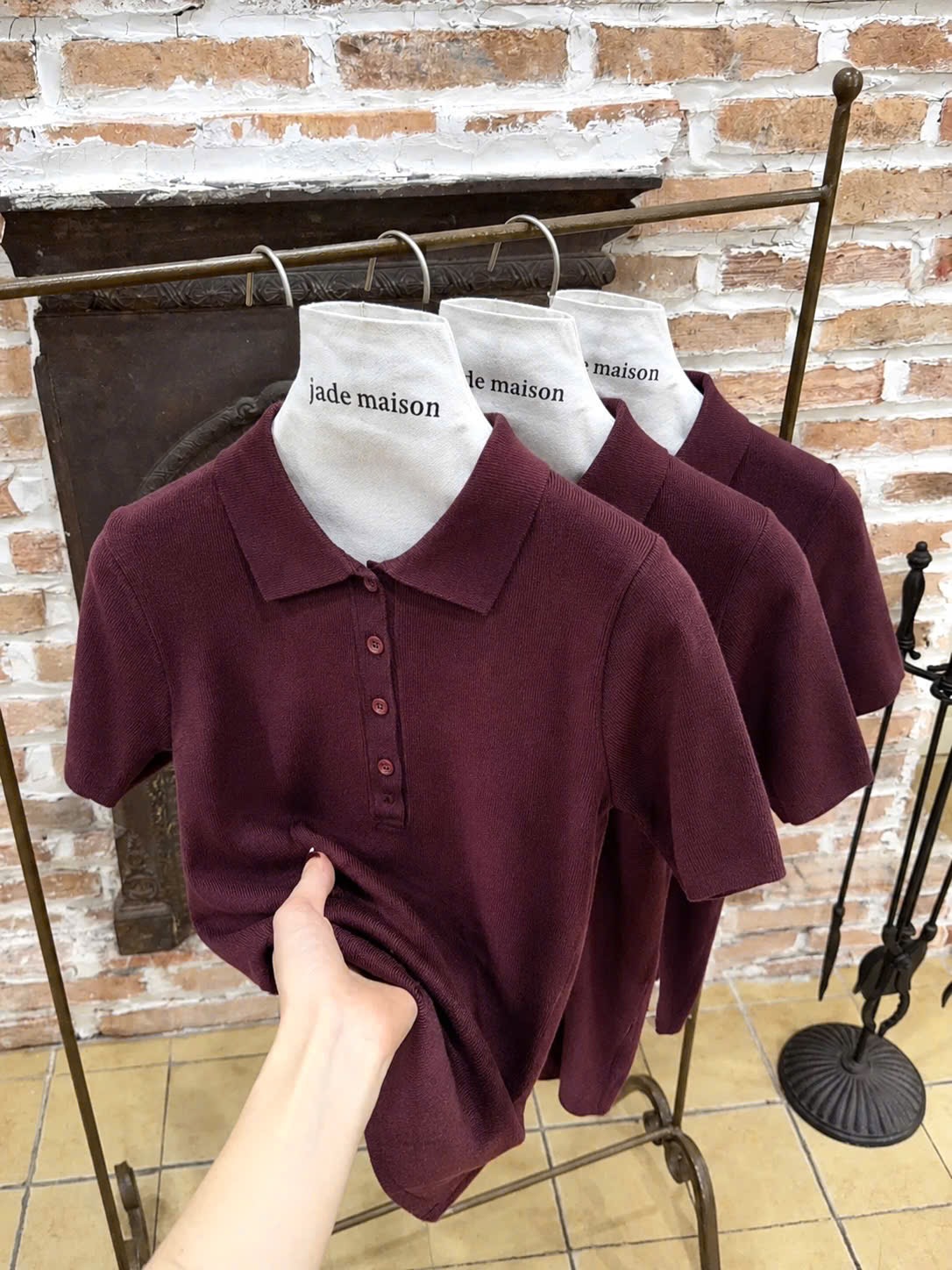 ÁO LEN POLO ĐỎ MẬN CÚC NGỰC CỘC TAY