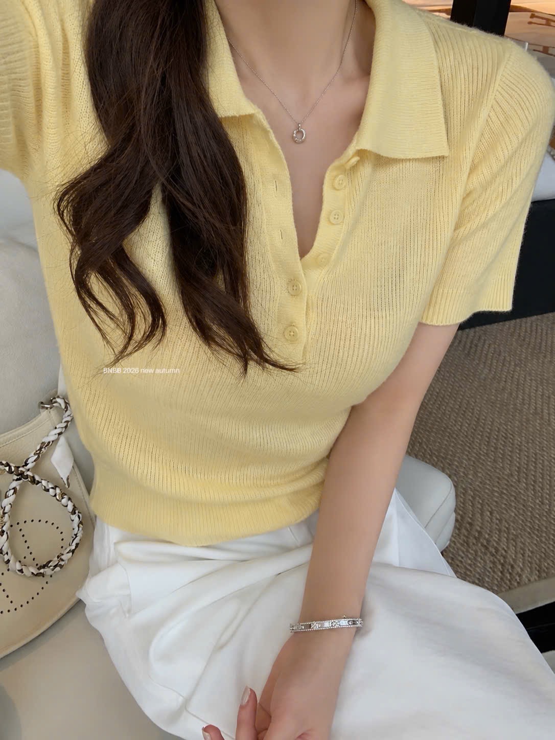 Gom - ÁO LEN POLO MỎNG BNBB MÀU VÀNG CỘC